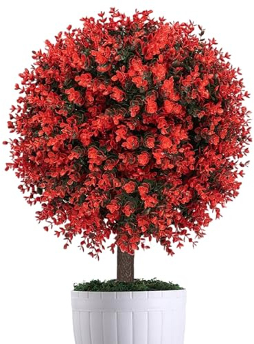 Künstliche Buchsbaumkugel 60cm,Buchsbaum Kunstpflanze Mit Erdspieß - UV-Beständig & Lichtbeständig, Immergrüne Künstliche Pflanzen Für Innen Und Außen Gärten