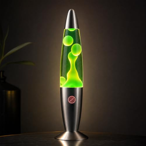 Lavalampe Nachtlicht,Quallenform Aluminium Lavalampe,13in Art Deco Retro Lampe,Wachslampen Und Kinder und Erwachsene,Schlafzimmer, Wohnzimmer, Wohnzimmerdekoration | Originelles Geschenk (Grün)