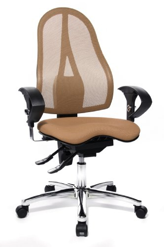 Topstar ST19UG07 Sitness 15, ergonomischer Bürostuhl, Schreibtischstuhl, inkl. höhenverstellbare Armlehnen, Bezugsstoff braun
