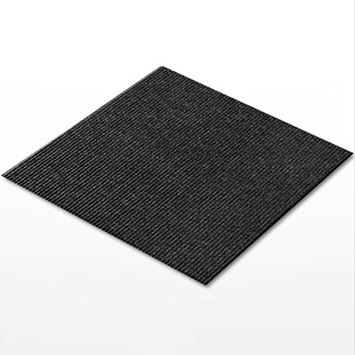 casa pura® Ribbed Carpet Tiles, Cancan - Anthracite (1 m²) Pack of 4 Tiles, 50x50cm | Hard Wearing, Commerical Grade
