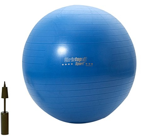 Christopeit Sport Gymnastikball blau - 75 cm Sitzball mit 2-Wege-Ballpumpe - Gym-Ball für Yoga, Fitness, Pilates, Büro