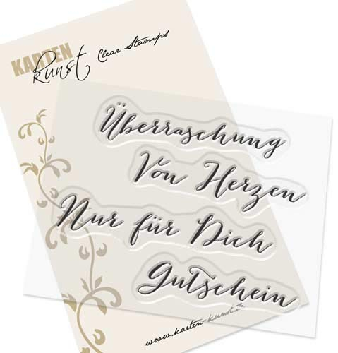 Karten-Kunst Clear Stamps KK-0027 Stempel Große Worte Überraschung, Von Herzen, Nur für Dich, Gutschein Silikonstempel