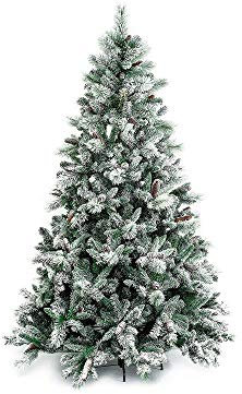 XONE Albero di Natale 210cm INNEVATO con PIGNE -Gardena- Super FOLTO Natalizio Verde Neve