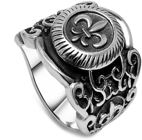 BOBIJOO JEWELRY - Siegelring Ring Edelstahl Silber Fleur-de-Lys Royalist Templer in Frankreich - 19,1 (9 US), Edelstahl 316