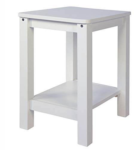 Homestyle4u Beistelltisch Nachtschrank Nachttisch Weiß Hocker Holz Kiefer Holztisch Schlafzimmer Wohnzimmer Flur
