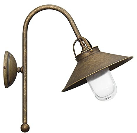 Licht-Erlebnisse Wandleuchte Außen Messing Premiumqualität Bronze Antik Glasschirm Handarbeit E27 Wandlampe Außenwandleuchte