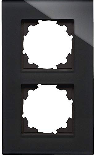 Kopp Glas-Abdeckrahmen 2-Fach schwarz für Schalterprogramm Athenis und HK07 405405004, Glas schwarz