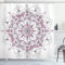 ABAKUHAUS Mandala Duschvorhang, Pastell Lotus, Stoffliches Gewebe Badezimmerdekorationsset mit Haken, 175 x 220 cm, Weiß Hellrosa