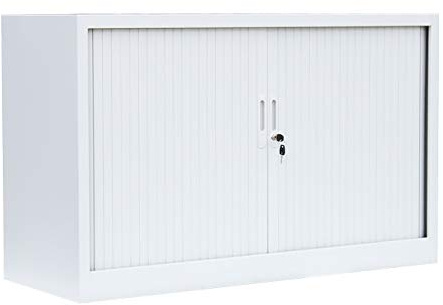 Querrollladenschrank Sideboard Weiß 120cm breit Stahl Büro Aktenschrank