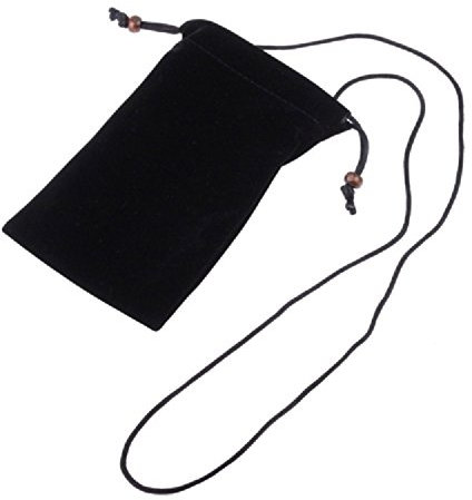 DFV mobile - Etui Tasche aus Stoff Kunstwildleder Weichem Tuch mit Kette und Schleife-Verschluß für Motorola RAZR V3 Phone - Schwarz