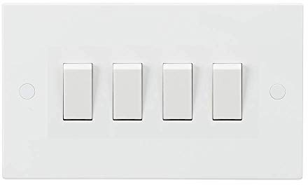 Knightsbridge White Square Edge Plastic 10AX 4G 2-Way Switch