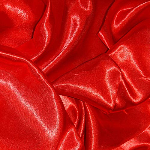Silky Satin Dress Craft Fabric Plain Luxury Wedding Material 150cm. Wide. 20% Off When Selecting 3 or More Metres of Any one Given Colour. (RED) (1m)