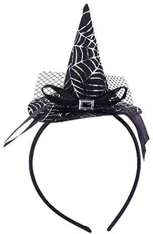 EROSPA® Haarreif - Hexenhut Spinnennetz - Halloween Kostüm Karneval Fasching - Schwarz/Silber