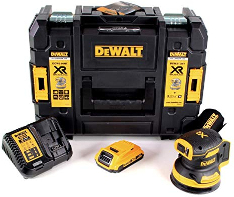 DeWalt DCW 210 D1 Akku Exzenterschleifer Brushless 18V 12.000U/min 125 mm + 1x Akku 2,0 Ah + 1x Schnellladegerät in TSTAK