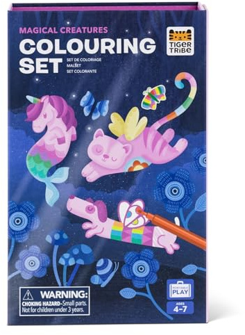 Tiger Tribe Magical Creatures Colouring & Drawing Set for Kids | Magical Creatures Themed Kids Colouring & Drawing Art Set