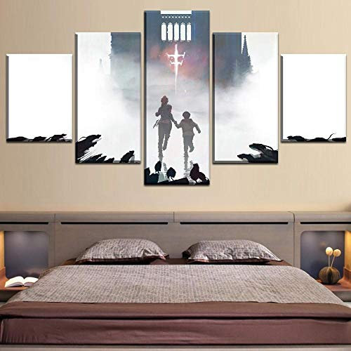 YUANJUN Wanddekoration Design Wandbild 5 Teilig Premium Poster Stilvolles Set Mit Passenden Bilder Als Wohnzimmer Deko Bilderrahmen Leinwandbild EIN Plague Tale Innocence 2019 Spiel