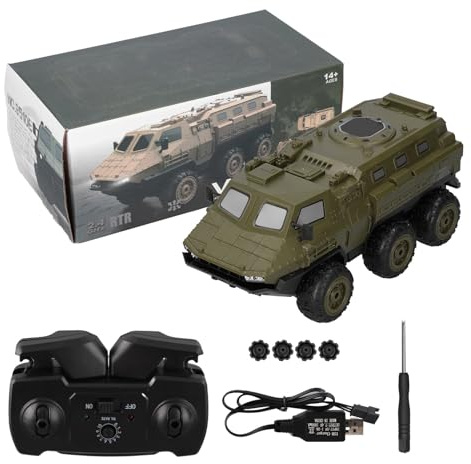 Drfeify RC Gepanzerter LKW, 2,4 GHz 1/16 RC Militär-LKW 6WD Gepanzertes Fahrzeug RC-Auto ab 14 Jahren