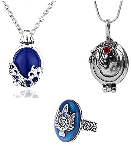 XHBTS Daywalking Katherine Halskette Anhänger Charm Halskette-Royal Blue und Vampire Diaries Daylight Walking Siegel Damons Ring für Fans