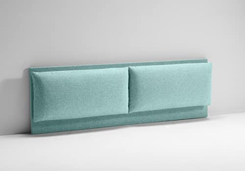 EVERGREENWEB Testiera Letto Matrimoniale Imbottita Turchese, Elegante Testata Letto a Doppio Cuscino da Parete in Tessuto Liscio Antimacchia, Incluso Kit di Montaggio GRATIS, Interno Puro Legno, ROMA
