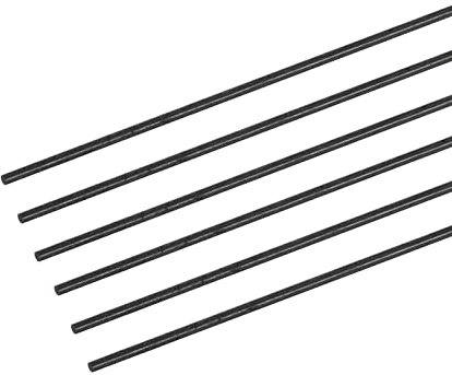 sourcing map Carbone Fibre Tige, 2mm x 300mm pour RC Avion Bricolage Outil Aile Tube Quadricoptère Bras, Paquet de 6