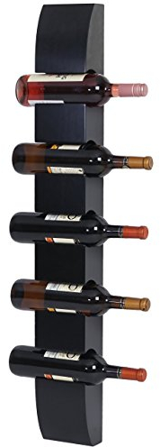 Mendler Weinregal Colmar-AM, Flaschenregal Wandregal Flaschenhalter, für 5 Flaschen 99x13x9cm - schwarz