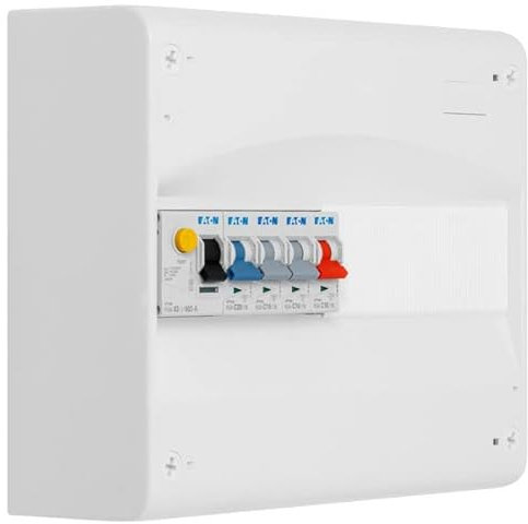 EATON - Tableau 1 rangée pré-équipé 1 inter. diff. 63A type A + 4 disjoncteurs