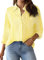 NONSAR Bluse Damen Elegant Langarm Streifenbluse Hemden mit Knöpfen Casual Büro Arbeit Blusen Baumwolle Tunika Hemd Oberteile Tops(9359XL,Gelb)