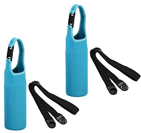 PATIKIL 67mmx185mm Water Bottle Sling Bag, 2 Pack Neoprene Portable Insulated Bottle Holder Carrier with Removable Adjustable Shoulder Strap, Blue