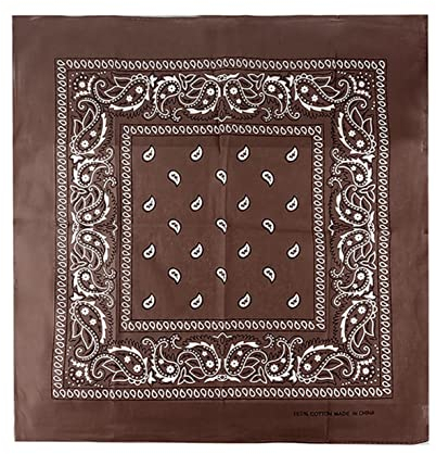 JOPHY & CO. Bandanas aus 100% Baumwolle für Damen Herren Kinder Unisex mit Paisley Muster Kopftuch Kopfbedeckung Schal für Haar/Hals/Handgelenk/Kopf COD.644 (Braun Paisley)