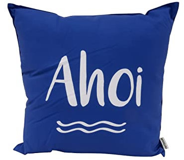 CB Home & Style Outdoor Garten Kissen Dekokissen Wasserabweisend Wasserfest 45 x 45 cm mit Füllung Maritim Anker Moin AHOI (KissenblauAhoi)