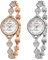 JewelryWe 2pcs Damenuhr Analog Quarz Armbanduhr Elegant Schmal Strass Herz Metall-Armband Uhr Damen 30m Wasserdicht Armkette Uhren mit Muschel Zifferblatt und Werkzeug Geschenk für Frauen Mädchen