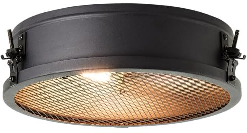 Lightbox Deckenlampe mit Ø 34 cm | Vintage Deckenleuchte im industriellen Stil | 2 x E27 Fassung | aus Metall in Schwarz Korund | ideal für Küche | Schrank | Flur