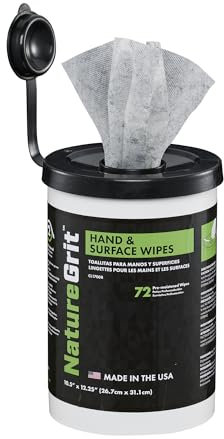 NatureGrit Hand & Surface Wipes: Mechanic Hand Cleaning & Degreaser Wipes, Heavy Duty Grease, Grime Removal, Hand Cleaner Wipes for Mechanics, Degreaser Hand Wipes, Mechanic Wipes, Workshop Use (1)
