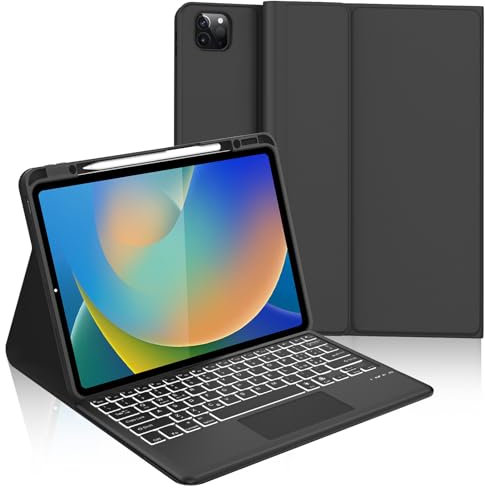 FOGARI Custodia Tastiera Touchpad per iPad Pro 12.9 6a/5a/4a/3a Generazione, iPad Air 13'' 2024 (M2), Rimovibile Bluetooth Tastiera con Portapenne - Italiano Layout Tastiera per iPad Pro 12.9'', Nero