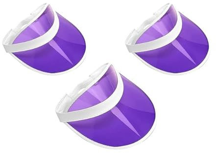 Adults 80s Retro Style Neon Sun Visors Unisex Mens Womens Plastic Golf Visor Headband Cap for Poker Party Tennis UV Protection Hat Purple-3