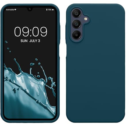 kwmobile Handyhülle für Samsung Galaxy A15 5G Hülle - Case Silikon - Kabelloses Laden - Schutzhülle Cover in Petrol matt