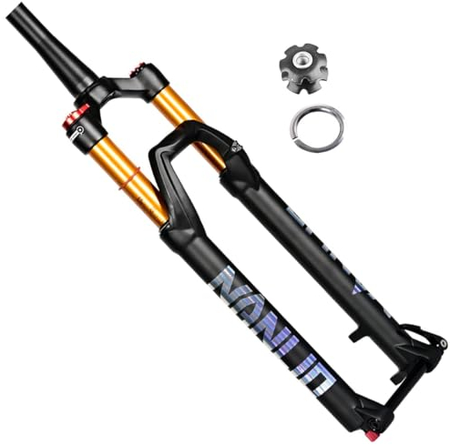 Fahrradgabel 27.5 29 Zoll MTB Federgabel Tapered Line 1-1/2'' Mountainbike Vordergabel 120mm Federweg Steckachse 110×15mm Mit Dämpfungseinstellung (Color : Black Manual, Size : 27.5inch)