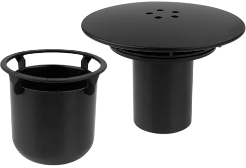 BRIOTA Shower Drain Cover, 115mm Chrome and Black Removable Shower Trap Cover Replacement, Fast Flow Hair Catcher for 90mm Drain Outlet, Shower Waste Cover and Plughole Cover