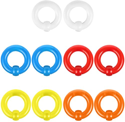BodyAce Acryl-Segment-Septum-Ringe, mehrfarbig, kreisförmige PA-Ringe in 0G, 2G, 4G, 6G, 8G, 12G, 5 Paar Captive Bead Ringe, CBR Körperpiercing-Schmuck-Set, Acryl, Andere