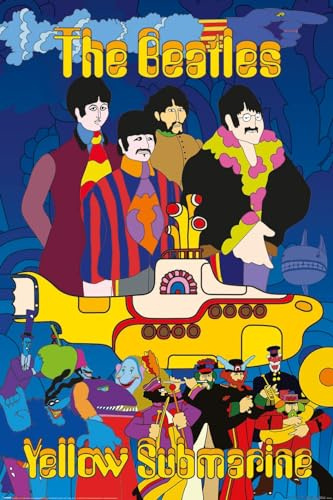The Beatles Yellow Submarine Maxi-Poster – schwarz glänzend gerahmt