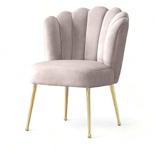 A&Z Chaise de Salle à Manger Fancy, Fauteuil Forme de Vagues, Pieds en Métal Doré, pour Cuisine, Luxe, 56x56X90, Beige