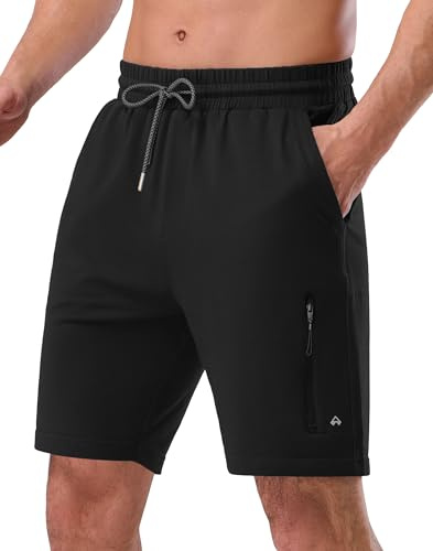Pioneer Camp Sporthose Kurz Herren Jogginghose Männer Baumwolle mit Reißverschlusstasche Stoffhose Herren Sommer Casual Sweatshorts Freizeit-Shorts 7 Inch Schwarz XXL