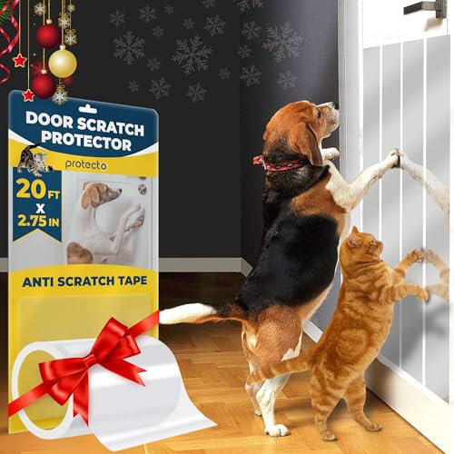 PROTECTO Door Scratch Protector w/Custom-Cut Knife – 6m x 7cm Door Guard + Wood, Wall & Corner Sofa Cover | Dog & Cat Scratching Deterrent, Defender & Repellent w/Super Sticky Self-Adhesive Backing
