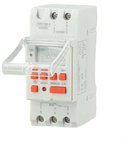 Controlador de temporizador, 12-220 V TM919B, interruptor de temporizador programable, interruptor de sincronización de ciclo automático, montaje en riel DIN de 35 mm (12 V)