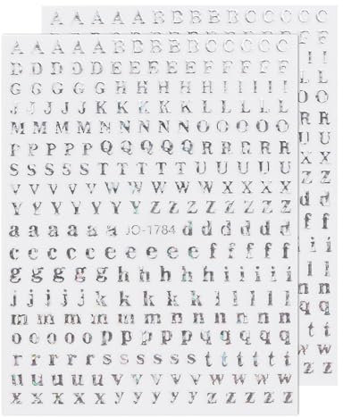 QUARKZMAN 2 Blatt 3D Nagelsticker mit Englischen Buchstaben A-Z, Selbstklebende Nail Art Sticker, Nagel Aufkleber, Nageldesign Zubehör, Handyhüllen DIY Dekorationen (Silber)