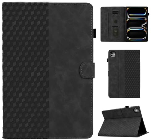 CASAFUNY Coque pour iPad Pro 11 Pouces 2024 (M4 5ème Génération) Housse de Protection en Cuir PU Tablette Étui Case Flip Portefeuille Cover pour iPad Pro 11 Pouces M4 (2024) Tablet, Noir