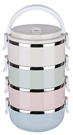 Travel Dog Bowls, 4 Tiers Travel Pet Bowls Portable Stainless Steel Food Container with Handle for Dog Cat Feeding, 24oz