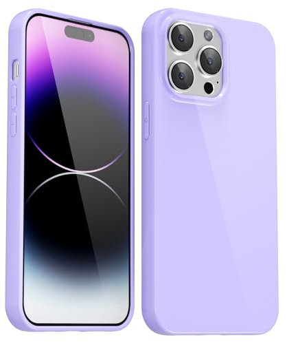 Svanove for iPhone 14 Pro Max Case Silicone, Glossy Soft Rubber Gel Jelly Cute Protective Plastic Simple Plain Phone Case Cover for Women Girl, Slim Thin Flexible Shockproof TPU, Lilac Purple Lavender