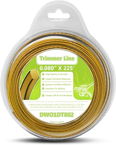 225ft DWO1DT802 DWO1DT801 String Weed Trimmer Line Replacement for Dewalt Cordless Battery Operated Bump Feed String Grass Trimmer Lawn Edger Spool String Lines - 225ft x 0.08 inch
