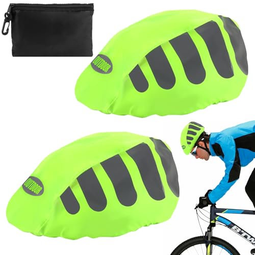 VMUTGA 2 Stück Fahrradhelm Regenüberzug, Wasserdichter Helmüberzug, Reflektierende Fahrrad Regenhaube, mit Aufbewahrungstasche, Universal Fahrradhelm Regenschutz, für Ausflüge Reisen und Fahrten